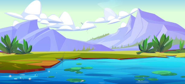 istock Summer landscape with lake near foot of mountain 2065792048
