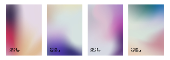Set of blurred backgrounds. Color gradients. Defocused color templates for creative graphic design. Vector illustration.