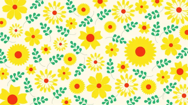 Vector illustration of summer floral seamless pattern background.