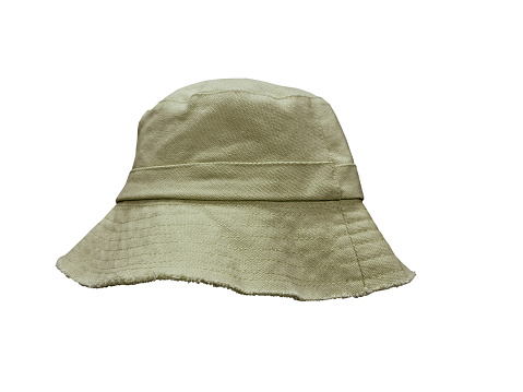 Green bucket hat isolated on white background
