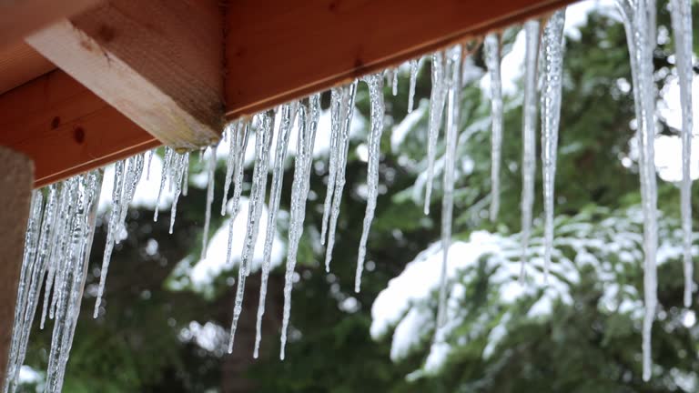 Stalactite ice on roof