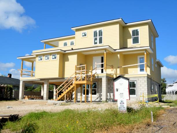 Beautiful luxury home under construction at ocean beach area at St. Augustine, Florida area called North Beach.