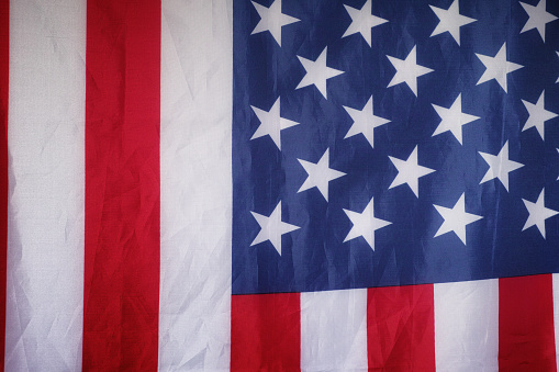 The flag of the USA. Close up.