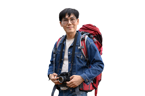 Collection of tourists, travelers on white background.clipping path
