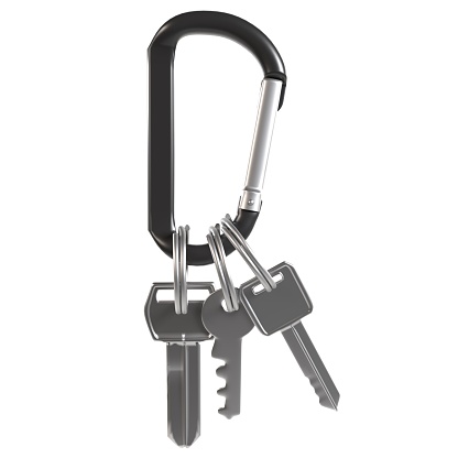 A keychain with three keys on it. High quality 3d illustration