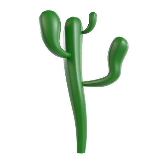 A green cactus with a long stem and green leaves. High quality 3d illustration