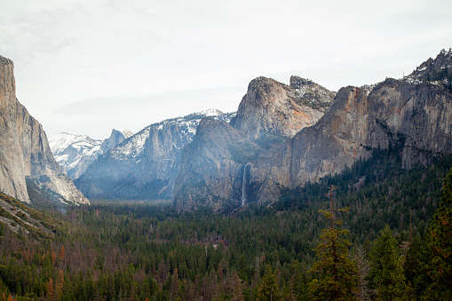 View of nature landscape at view point Yosemite National Park in the winter,USA.