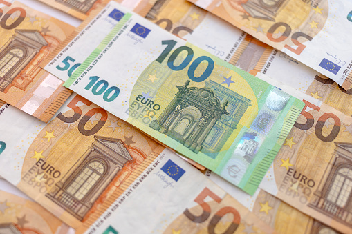 EURO banknotes in a stack - financing concept