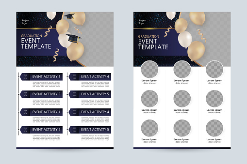 graduation party agenda event planning schedule background template with copy space, suitable for upcoming information date timetable poster brochure flyer banner design