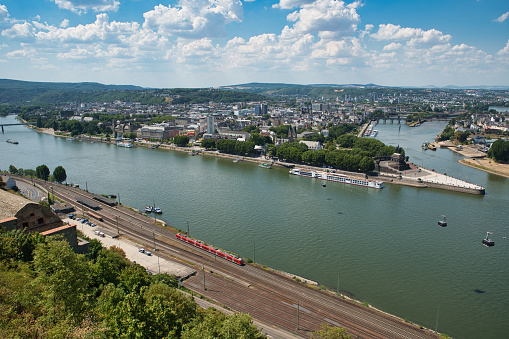view on rhine river and the city of koblenz germany