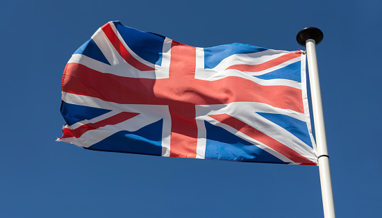 British flag blowing in the wind