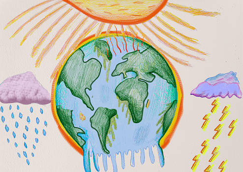 One child's illustrated poster for celebration of earth day in April