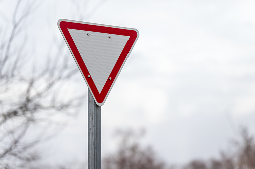 A warning sign on a country road.