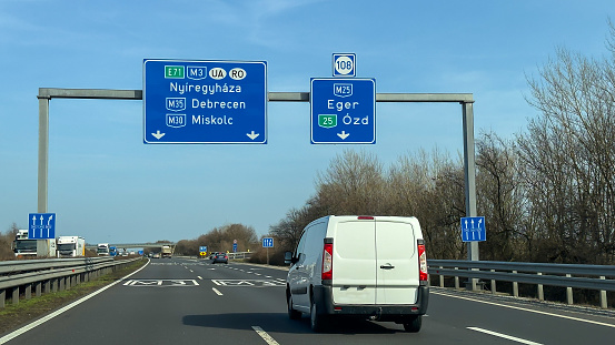 Driving on m3 motorway in Hungary