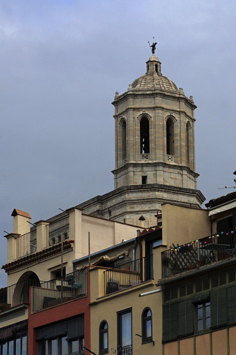 Behold the majestic Girona Cathedral, a towering edifice that stands as a testament to the city's rich history and architectural grandeur.