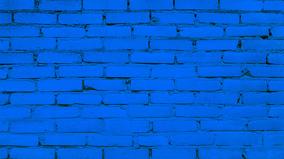 Brick blue wall background or texture