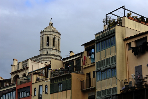 Behold the majestic Girona Cathedral, a towering edifice that stands as a testament to the city's rich history and architectural grandeur.