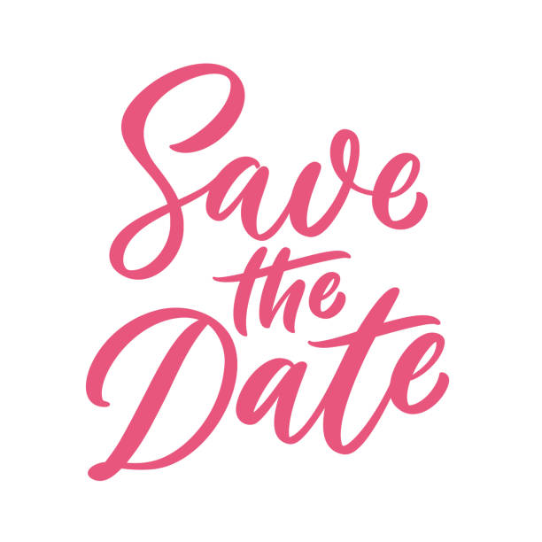 Save the Date hand drawn text composition Save the Date hand drawn text composition. Vector lettering text for wedding card. Calligraphic typography design isolated on white bg. save the date font stock illustrations
