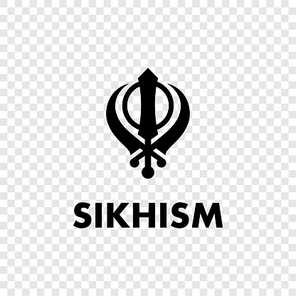 Khanda symbol. Religious symbol of Sikhism. Vector illustration. Black Khanda icon