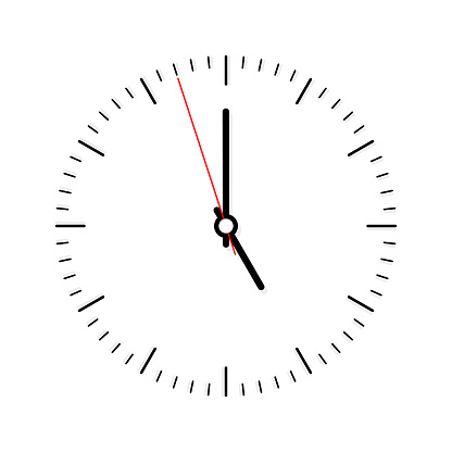 Classic Clock icon showing 05:00 or 17:00 on White background