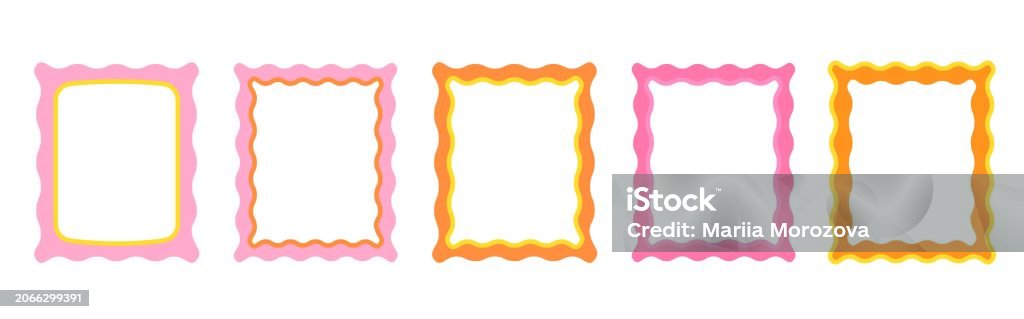 Wave Rentangle Shape Wave Frame Shapes Wave Border Rectangle Set Of Colorful Wavy Frames ...