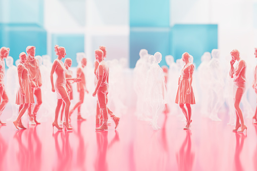 Crowds of people, walking business people. 3d render. Digitally generated image.