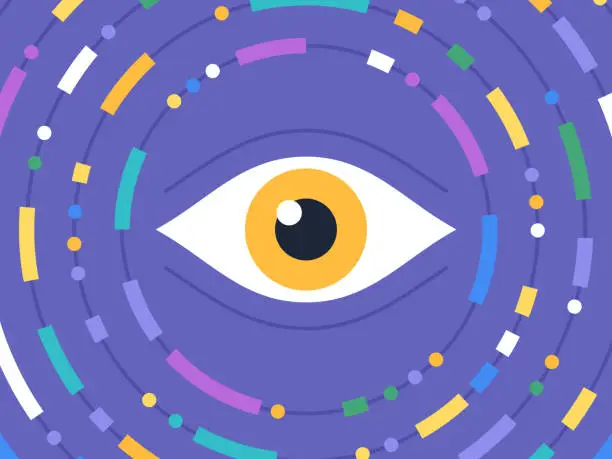Vector illustration of Eye Concentration Artificial Intelligence Watching Attention