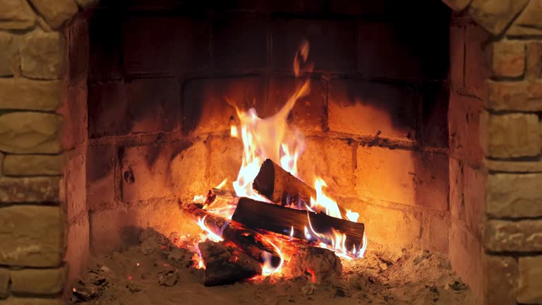 Old stone Fireplace Close up