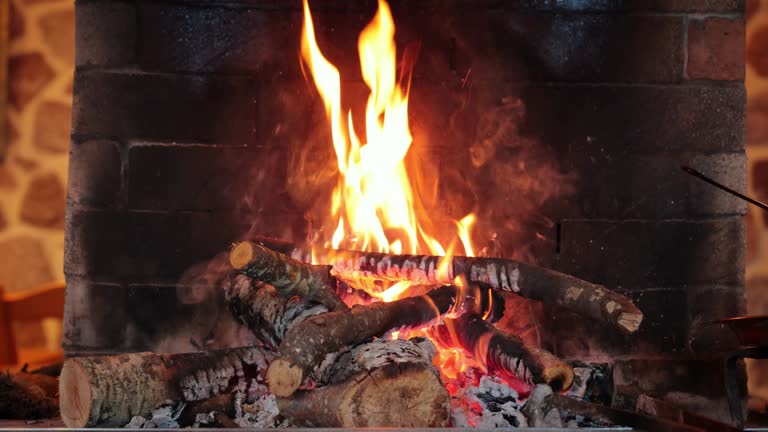 Old stone Fireplace Close up