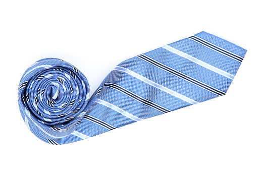 Blue necktie isolated on white background