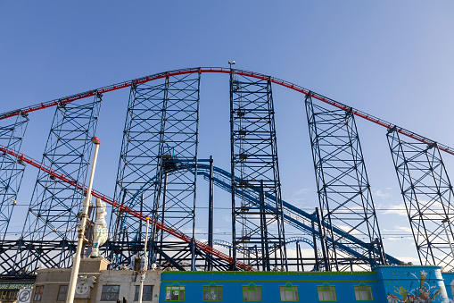 View of Blackpool Pleasure Beach in the centre of Blackpool UK.  There are no people in the photograph