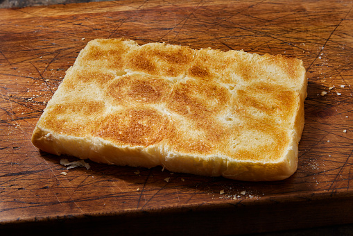 A set of bread croutons. Isolated on a white background.