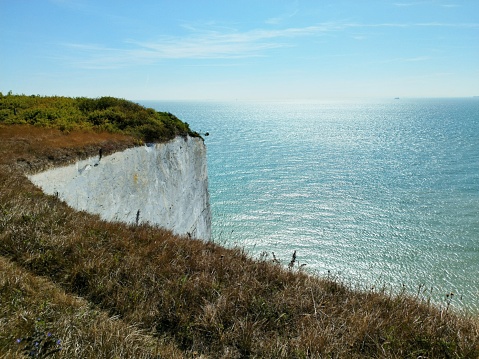 Chalk cliff along the Kent coast overlooking the English Channel