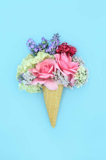 istock Surreal Summer Flowers in Ice Cream Cone Composition 2066476431