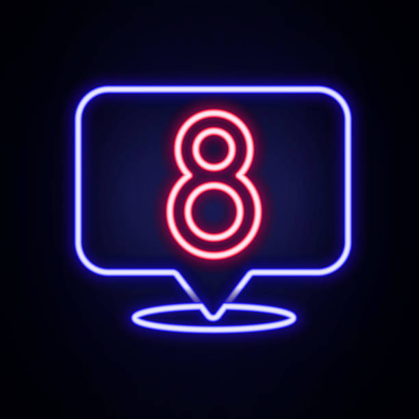 istock Glowing neon line 8 March icon isolated on brick wall background. International Happy Women Day. Colorful outline concept. Vector 2066490929