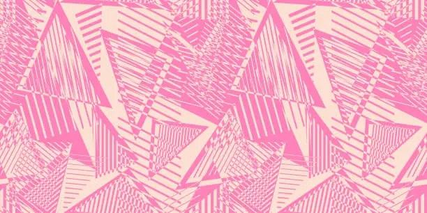 Vector illustration of Vector abstract seamless pattern. Hot pink urban art texture with chaotic shapes