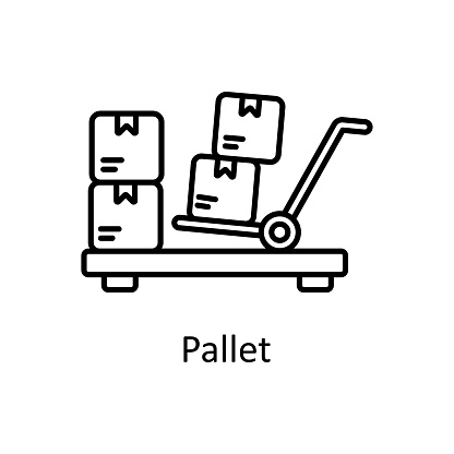 Pallet vector outline icon design illustration. Manufacturing units symbol on White background EPS 10 File