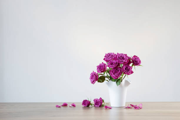 Outdoor table with purple flowers purple flowers