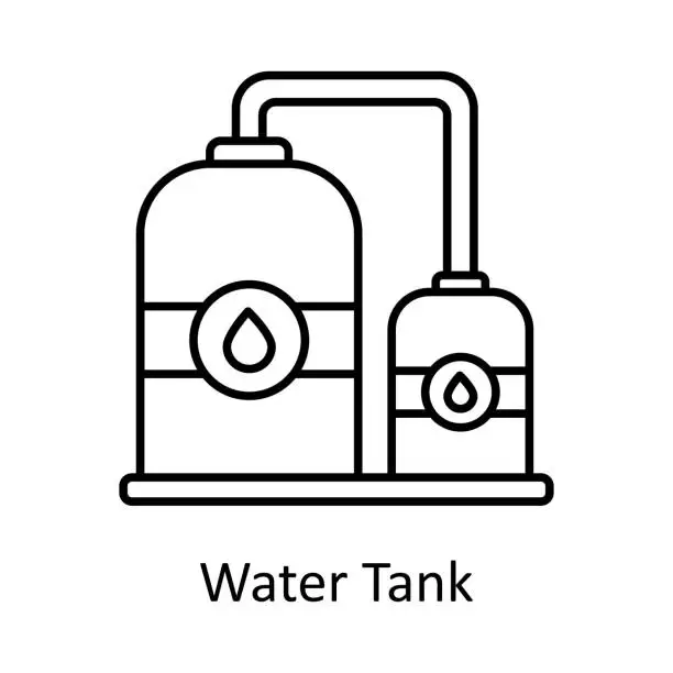 Vector illustration of Water Tank  vector outline icon design illustration. Manufacturing units symbol on White background EPS 10 File