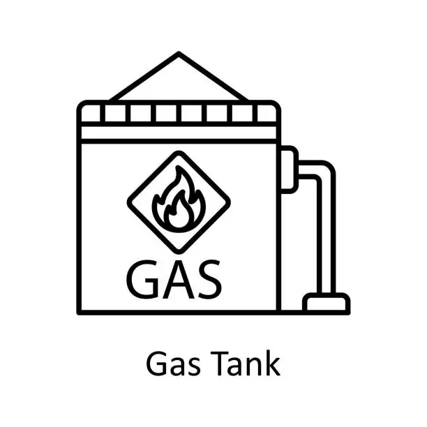 Vector illustration of Gas Tank vector outline icon design illustration. Manufacturing units symbol on White background EPS 10 File