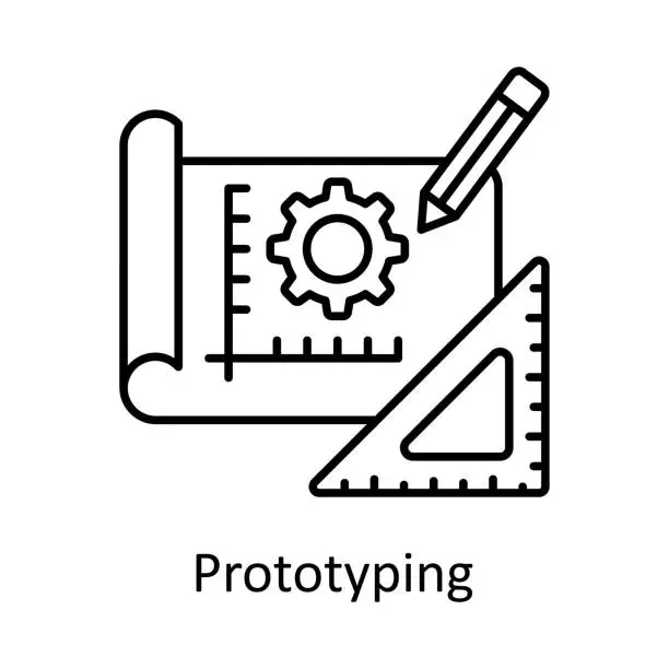 Vector illustration of Prototyping vector outline icon design illustration. Manufacturing units symbol on White background EPS 10 File