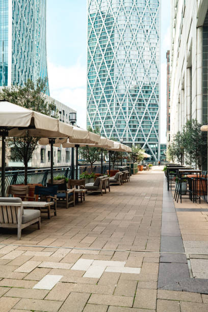 istock Sidewalk cafe in Canary Wharf, London 2066603104