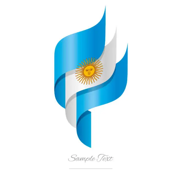 Vector illustration of Argentina abstract 3D wavy flag blue white yellow modern Argentinian ribbon torch flame strip logo icon vector