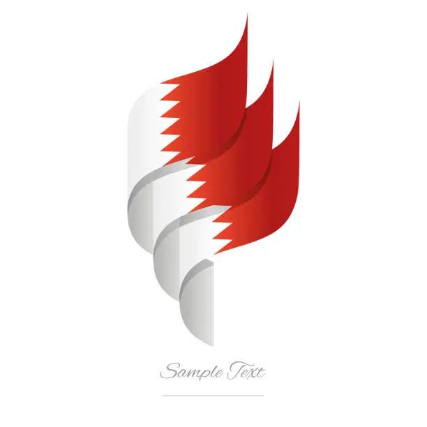 Vector illustration of Bahrain abstract 3D wavy flag white red modern Bahraini ribbon torch flame strip logo icon vector