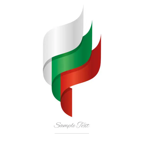 Vector illustration of Bulgaria abstract 3D wavy flag white green red modern Bulgarian ribbon torch flame strip logo icon vector