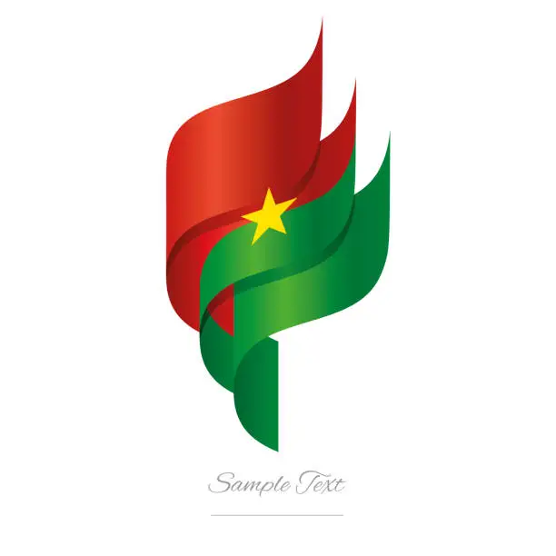 Vector illustration of Burkina Faso abstract 3D wavy flag red green modern Burkinabe ribbon torch flame strip logo icon vector