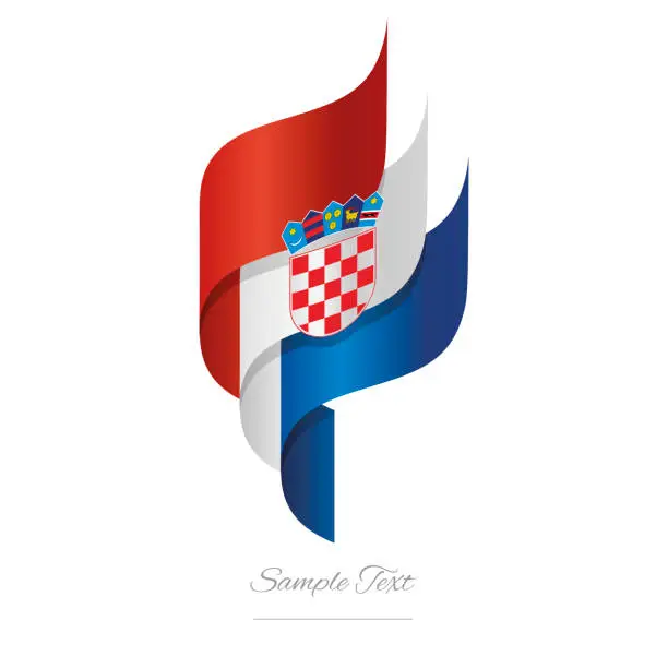 Vector illustration of Croatia abstract 3D wavy flag red white blue modern Croatian ribbon torch flame strip logo icon vector