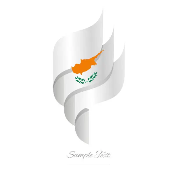 Vector illustration of Cyprus abstract 3D wavy flag white orange green modern Cypriot ribbon torch flame strip logo icon vector