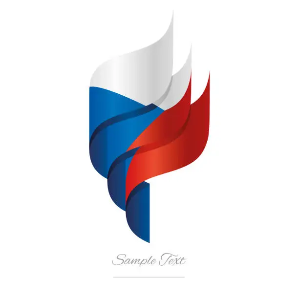 Vector illustration of Czech Republic abstract 3D wavy flag blue white red modern Czech ribbon torch flame strip logo icon vector