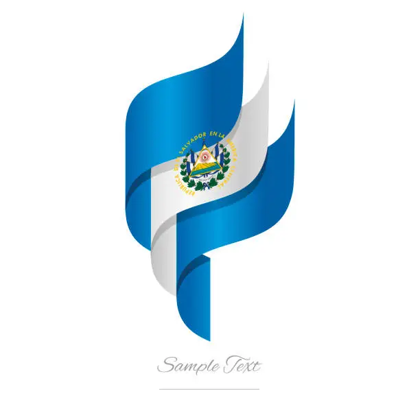 Vector illustration of El Salvador abstract 3D wavy flag blue white modern Salvadoran ribbon torch flame strip logo icon vector